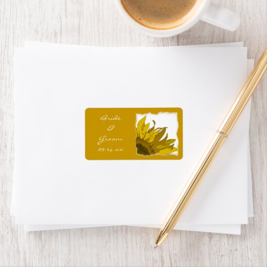 Yellow Sunflower Corner Wedding Etiket (Insitu)