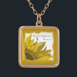 Yellow Sunflower Corner Wedding Goud Vergulden Ketting<br><div class="desc">Het Gele Zonnebloem Corner Wedding Pendant Ketting maakt een unieke persoonlijke gave voor de bruid of haar bruidsmeisjes. Pas het aan met de persoonlijke namen van de bruid- en bruidedag en de huwelijksfeestdag of uw eigen tekst, indien gewenst. Dit elegante botanische bruiloft ketting is voorzien van een digitaal verbeterde bloemfoto...</div>