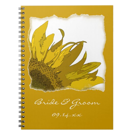 Yellow Sunflower Corner Wedding Notitieboek (Voorkant)