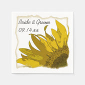 Yellow Sunflower Corner Wedding Servetten (Voorkant)