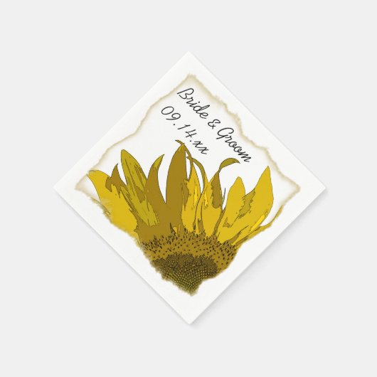 Yellow Sunflower Corner Wedding Servetten (Hoek)