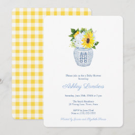 Yellow Sunflower Country Kitchen Baby shower Party Kaart