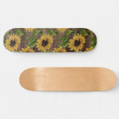 Yellow Sunflower Country Style Brown Wooden Rustic Persoonlijk Skateboard (Horizontaal)