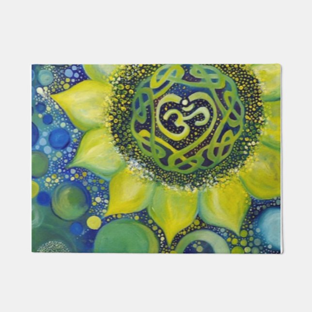 Yellow Sunflower Crown Chakra Design Deurmat (Voorkant)