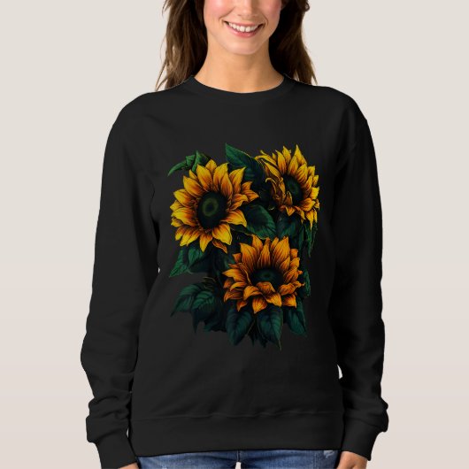 Yellow Sunflower Cute summer Sun flowers Floral Po Trui (Voorkant)