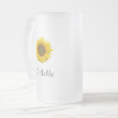 Yellow Sunflower Cute Typografie Matglas Bierpul (Voorkant links)