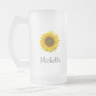 Yellow Sunflower Cute Typografie Matglas Bierpul