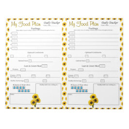 Yellow Sunflower Daily 6 Meal Food Journal Notitieblok