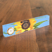 Yellow Sunflower Desk Naam Bord Naambordje (Zijkant)