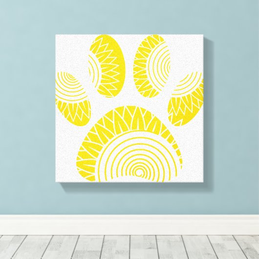 Yellow Sunflower Dog Paw Print (Insitu (Houten vloer))