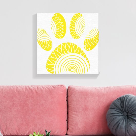 Yellow Sunflower Dog Paw Print (Insitu (Woonkamer))