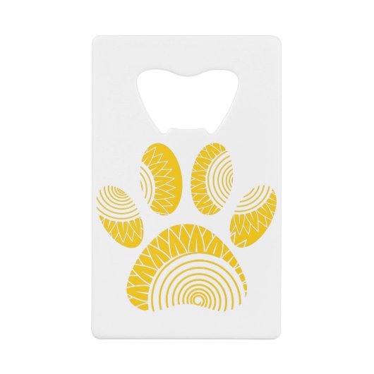 Yellow Sunflower Dog Paw Print Creditkaart Flessenopener (Voorkant)