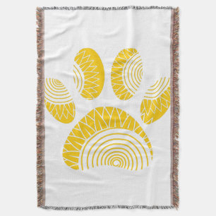 Yellow Sunflower Dog Paw Print Deken