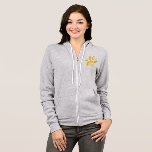 Yellow Sunflower Dog Paw Print Hoodie (Voorkant volledig)
