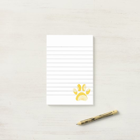 Yellow Sunflower Dog Paw Print led Post-it® Notes (Op bureau)