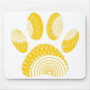 Yellow Sunflower Dog Paw Print Muismat