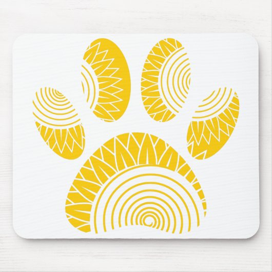 Yellow Sunflower Dog Paw Print Muismat (Voorkant)