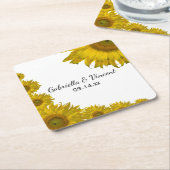 Yellow Sunflower Edge Wedding Kartonnen Onderzetters (Schuin)