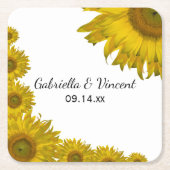 Yellow Sunflower Edge Wedding Kartonnen Onderzetters (Voorkant)