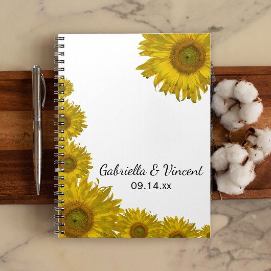Yellow Sunflower Edge Wedding Notitieboek