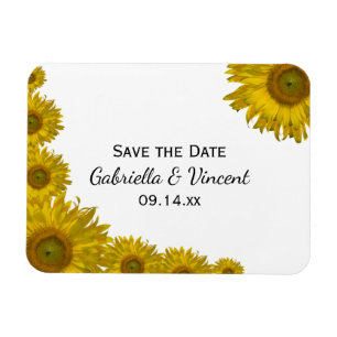 Yellow Sunflower Edge Wedding Save the Date Magneet