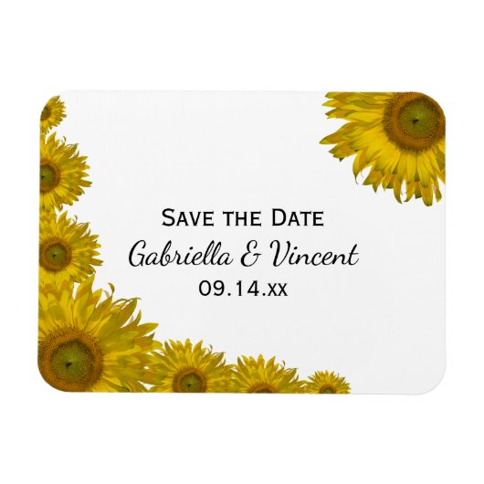 Yellow Sunflower Edge Wedding Save the Date Magneet (Horizontaal)