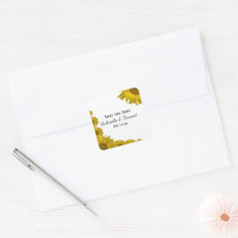 Yellow Sunflower Edge Wedding Save the Date Vierkante Sticker