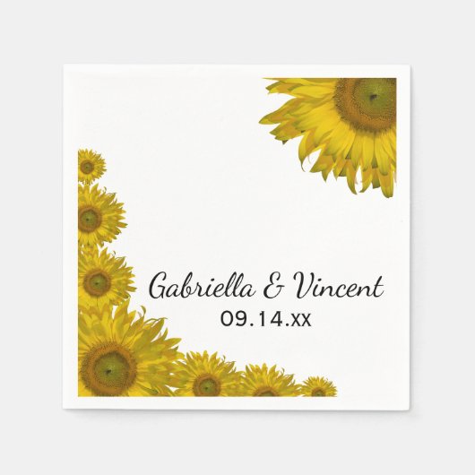Yellow Sunflower Edge Wedding Servetten (Voorkant)