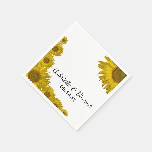 Yellow Sunflower Edge Wedding Servetten (Hoek)