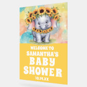 Yellow Sunflower Elephant Baby shower Welkom Acryl Bord (Hoek)