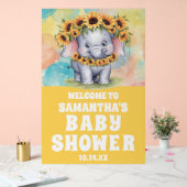 Yellow Sunflower Elephant Baby shower Welkom Acryl Bord (Huwelijk)