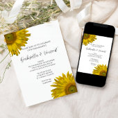 Yellow Sunflower Engagement Party Kaart