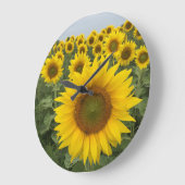 Yellow Sunflower Field Harvest Clock Grote Klok (Hoek)