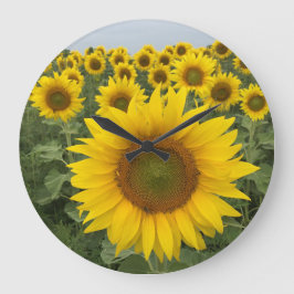 Yellow Sunflower Field Harvest Clock Grote Klok