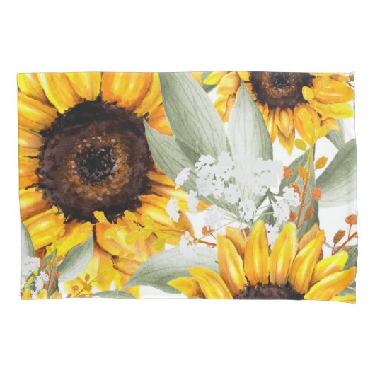 Yellow Sunflower Floral Rustic Fall Flower Kussensloop (Voorkant)