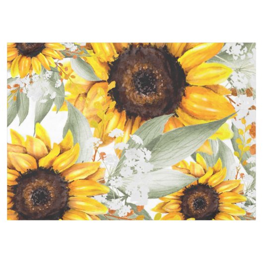 Yellow Sunflower Floral Rustic Fall Flower Tafelkleed (Voorkant (Horizontaal))