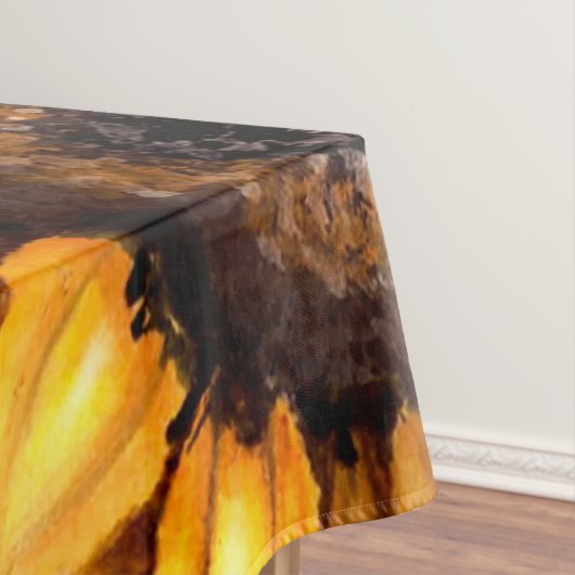 Yellow Sunflower Floral Rustic Fall Flower Tafelkleed (Voorbeeld)