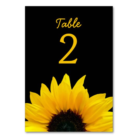 Yellow Sunflower Flower Black Wedding Kaart (Achterkant)