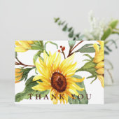 Yellow Sunflower Funeral Custom Text Ik dank u Bedankkaart (Staand voorkant)