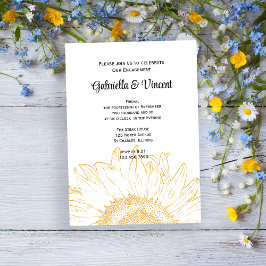 Yellow Sunflower Graphic Engagement Party Kaart