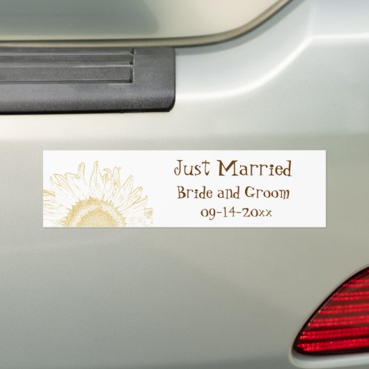 Yellow Sunflower Graphic net getrouwd Bumpersticker (Op auto)