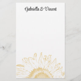 Yellow Sunflower Graphic Wedding Briefpapier