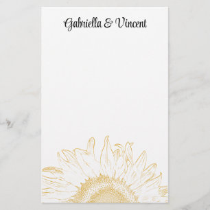 Yellow Sunflower Graphic Wedding Briefpapier