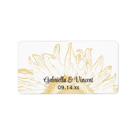 Yellow Sunflower Graphic Wedding Etiket