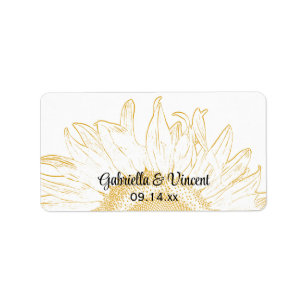 Yellow Sunflower Graphic Wedding Etiket