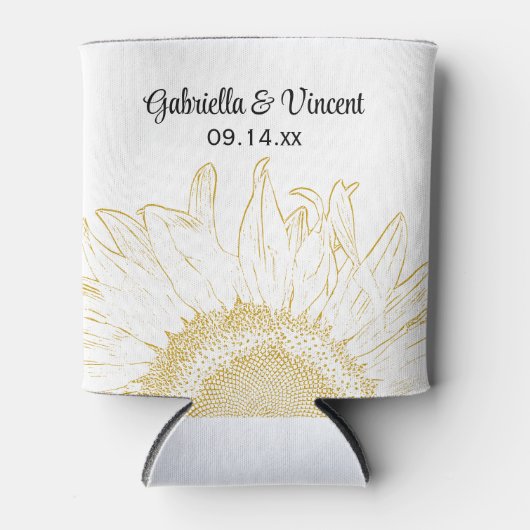 Yellow Sunflower Graphic Wedding Favor Blikjeskoeler (Voorkant)