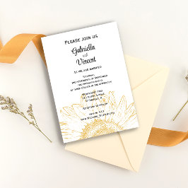 Yellow Sunflower Graphic Wedding Kaart
