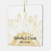 Yellow Sunflower Graphic Wedding Keramisch Ornament (Links)