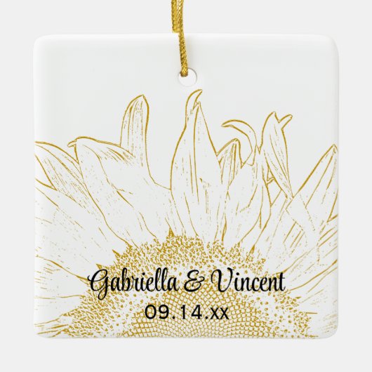 Yellow Sunflower Graphic Wedding Keramisch Ornament (Voorkant)