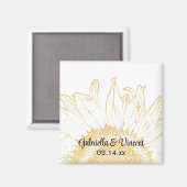 Yellow Sunflower Graphic Wedding Magneet (Voorkant / Achterkant)